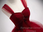 Gorgeous Wine Red Tulle Ball Gown Long Semi Formal Prom Dress Formal Dress, Burgundy Sweet 16 Dresses